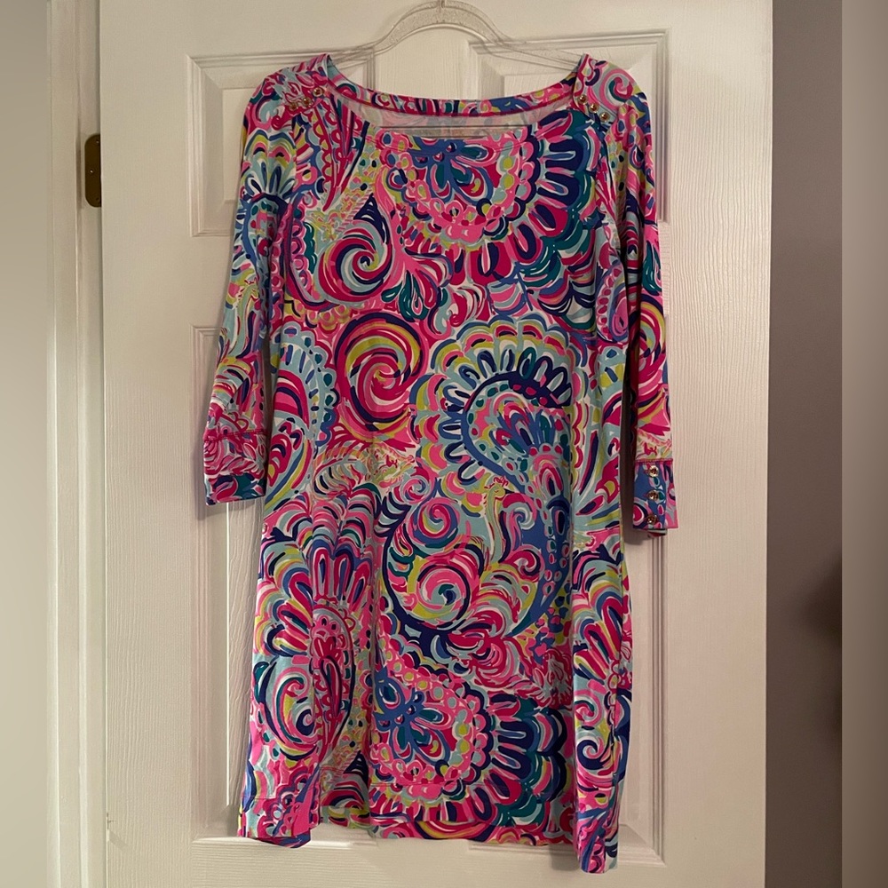 Lilly Pulitzer Pink Blue Multi Paisley Shift Dress